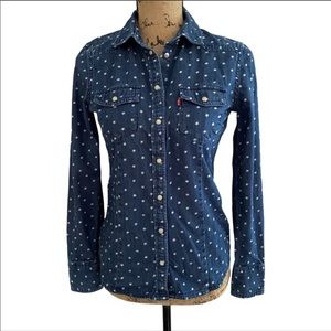 Levi’s Star Print Snap Button Shirt Size XS